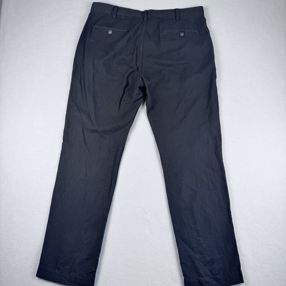 Polo Ralph Lauren Linen Blend Bedford Pants 36x32 Black Flat Front Beach Travel - Picture 5 of 9